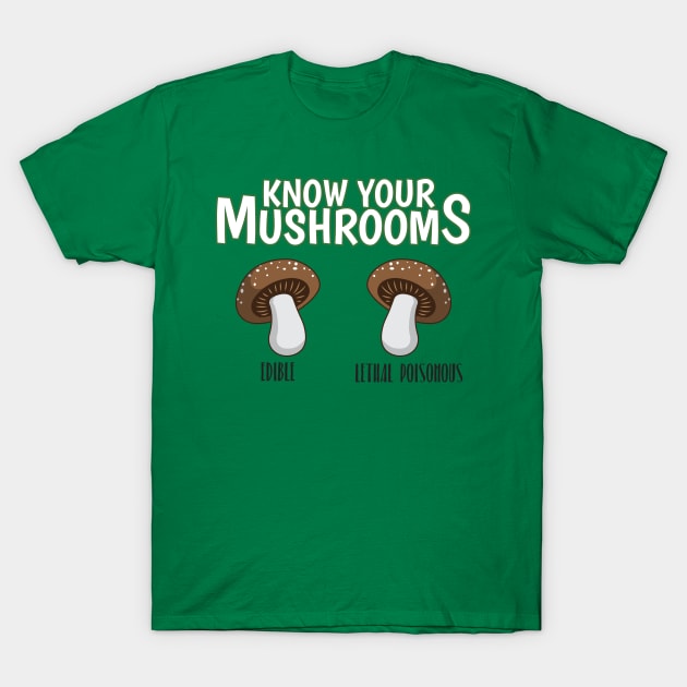 Know Your Mushrooms Edible Lethal Poisonous T-Shirt by yeoys